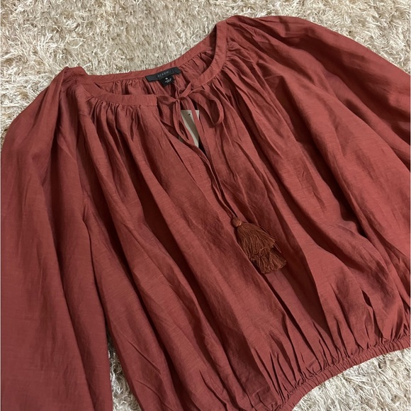 NWT J. Crew Tassel Tie-Front Crop Top - Picture 3 of 12